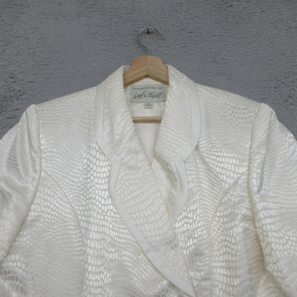 Lord &Taylor Jacquard Skirt Suit Women 14 Ivory Quiet Luxury Formal Classic Glam - Picture 5 of 16